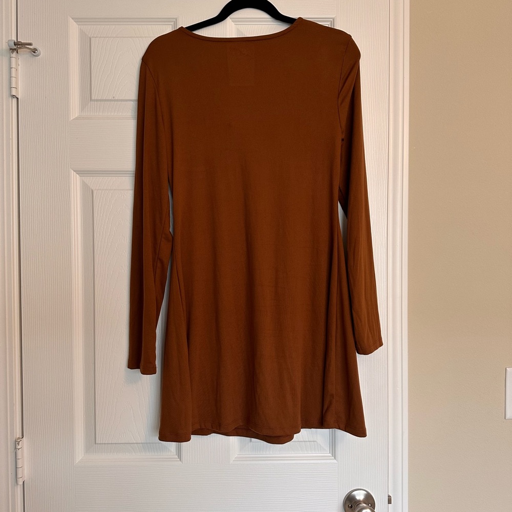 SO Long Sleeve Brown Midi Dress - Picture 3 of 4